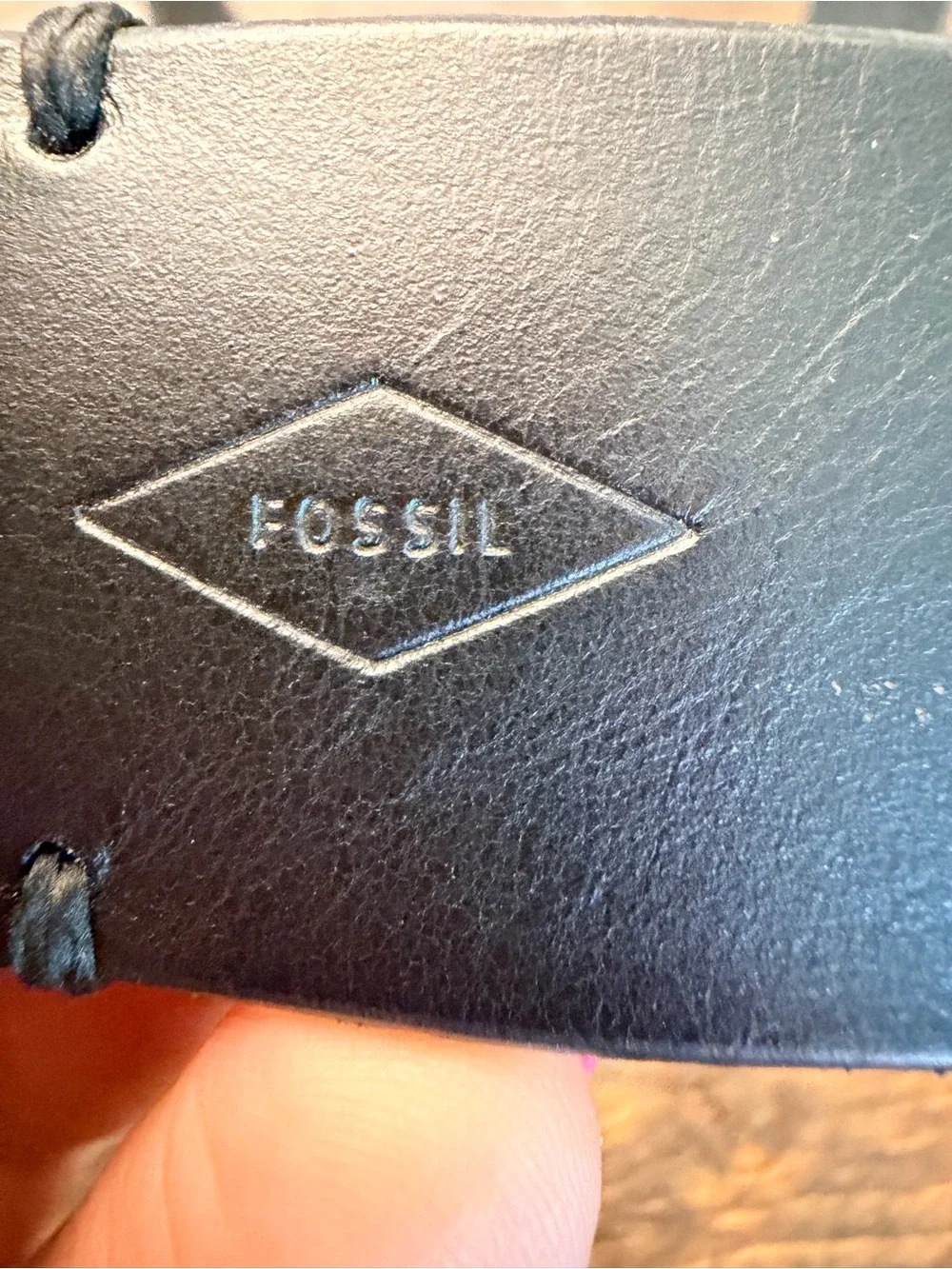 Fossil Black Leather Studded Belt Asymmetrical Silver Buckle Boho Y2K Small GUC